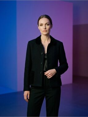 Comme des garçons Navy Blazer With Black Collar and Pockets Size Medium